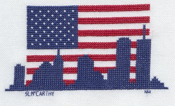 Cross-stitched memorial square by Shannon McCarthy