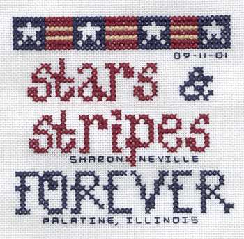 Cross-stitched memorial square by Sharon Neville