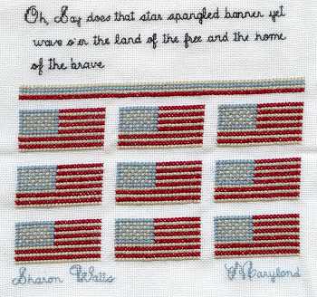 Cross-stitched memorial square by Sharon Watts