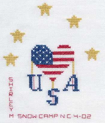 Cross-stitched memorial square by Shirley Martin