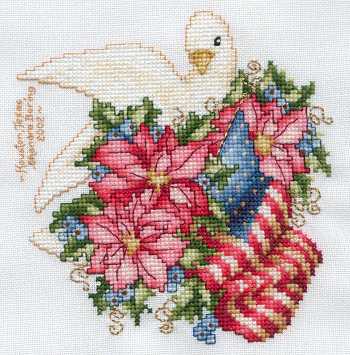 Cross-stitched memorial square by Shondra Boring