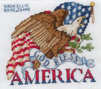 Cross-stitched memorial square by Sioux Ellis