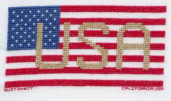 Cross-stitched memorial square by Suzy Hyatt