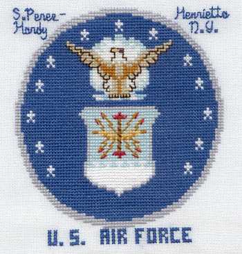 Cross-stitched memorial square by Sylvia Perez-Hardy