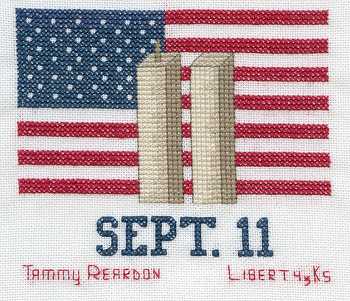 Cross-stitched memorial square by Tammy Reardon