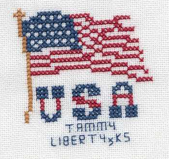 Cross-stitched memorial square by Tammy Reardon