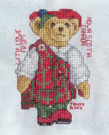 Cross-stitched memorial square by Tanya Blake
