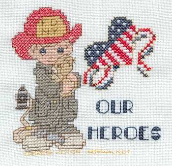 Cross-stitched memorial square by Therese Henion