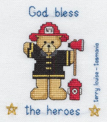 Cross-stitched memorial square by Terry Louise Kermode