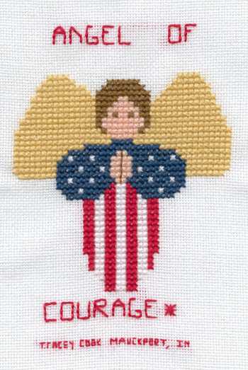 Cross-stitched memorial square by Tracey Cook