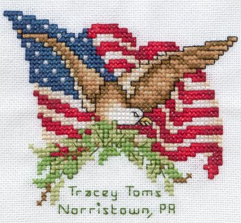 Cross-stitched memorial square by Tracey Toms