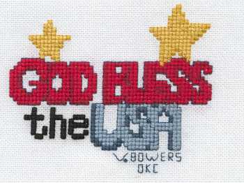 Cross-stitched memorial square by Vesta Bowers