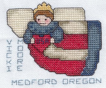 Cross-stitched memorial square by Vicki Moore